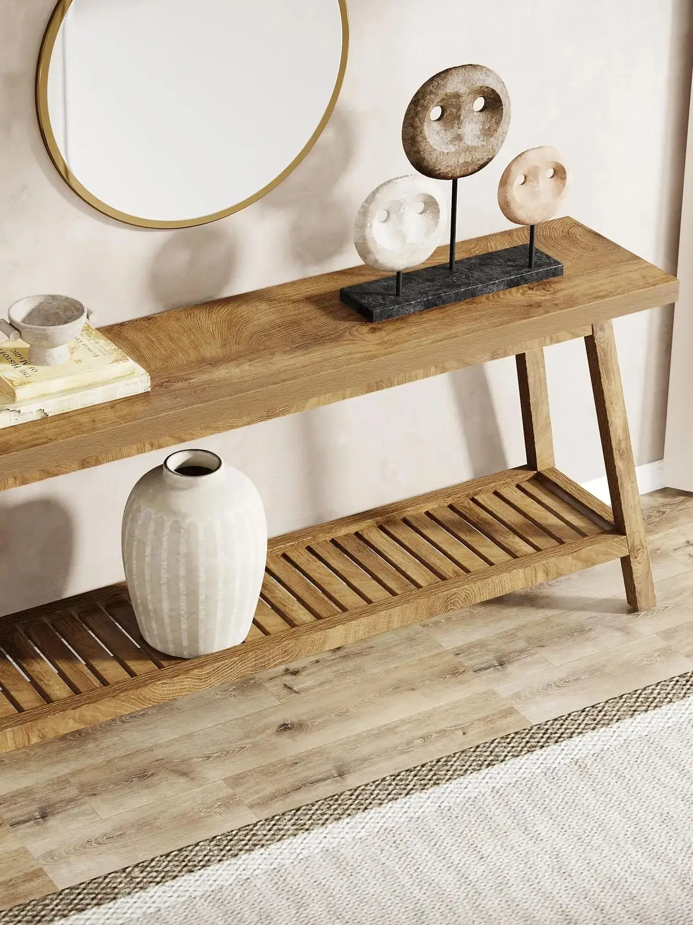 Tribesigns Farmhouse Console Entryway Table: 70.9 Inches All Wood Console Table for Entrance, 2 Tiers Narrow Long Behind Couch S
