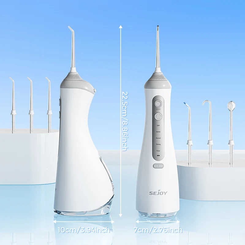 Sejoy Electric Oral Irrigator Water Dental Flosser Pick for Teeth Cordless 350ML Water Tank,6 Cleaning Modes, IPX7 for Home