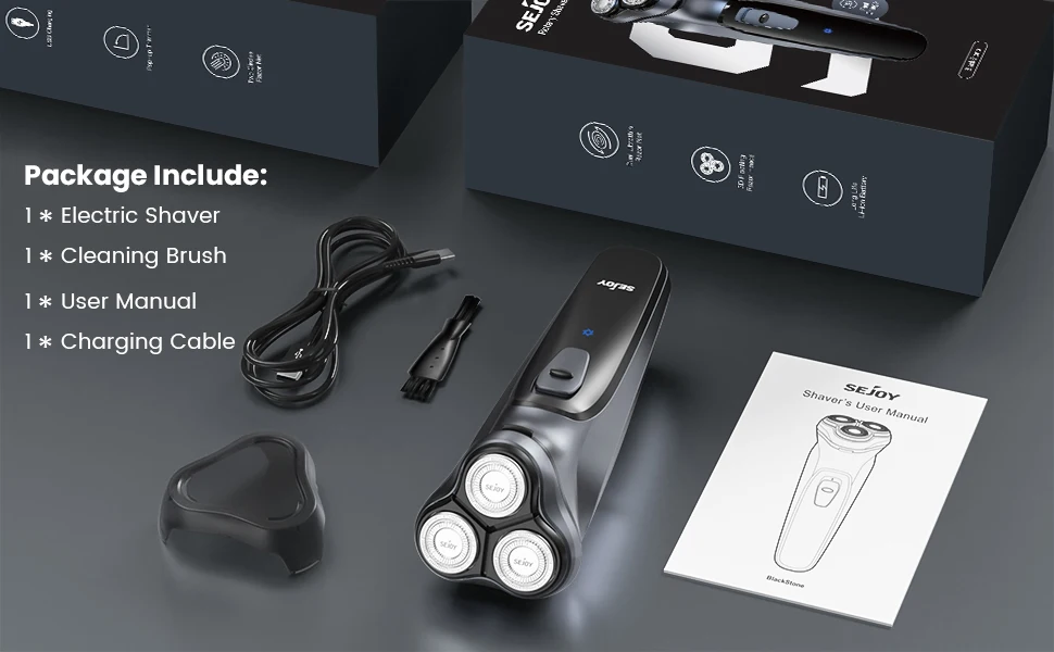 Sejoy BLASTO1 Electric Shaver for Men Rechargeable Electric Razor Triple Floating Head Shaving Machine Beard Trimmer Gift