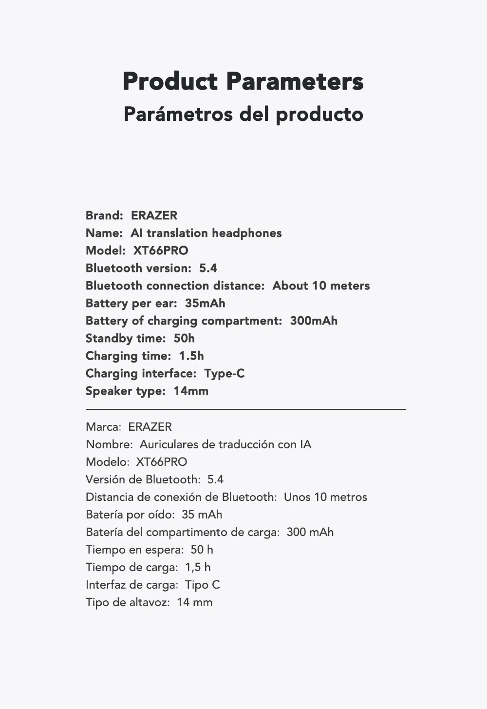 ERAZER XT66PRO Bluetooth Earphones ASMR Headsets DIY APP AI Translator Earbuds Wireless Headphones 13 Hours Long Life Display