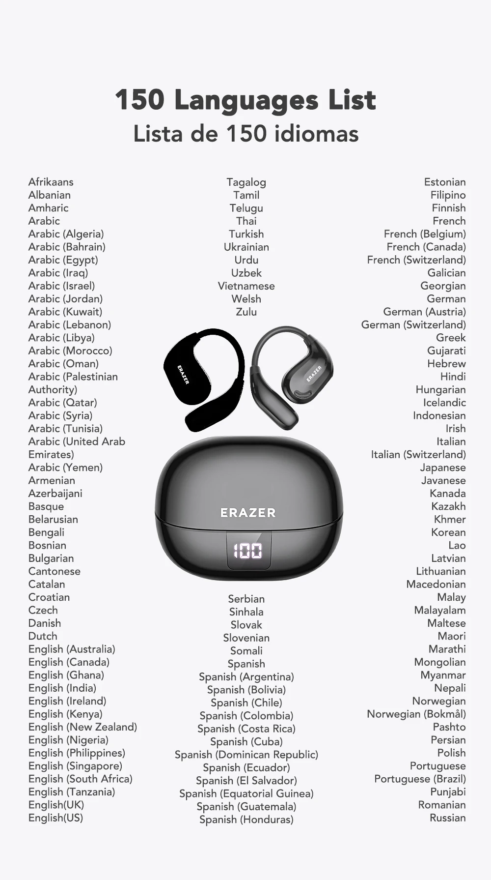 ERAZER XT66PRO Bluetooth Earphones ASMR Headsets DIY APP AI Translator Earbuds Wireless Headphones 13 Hours Long Life Display