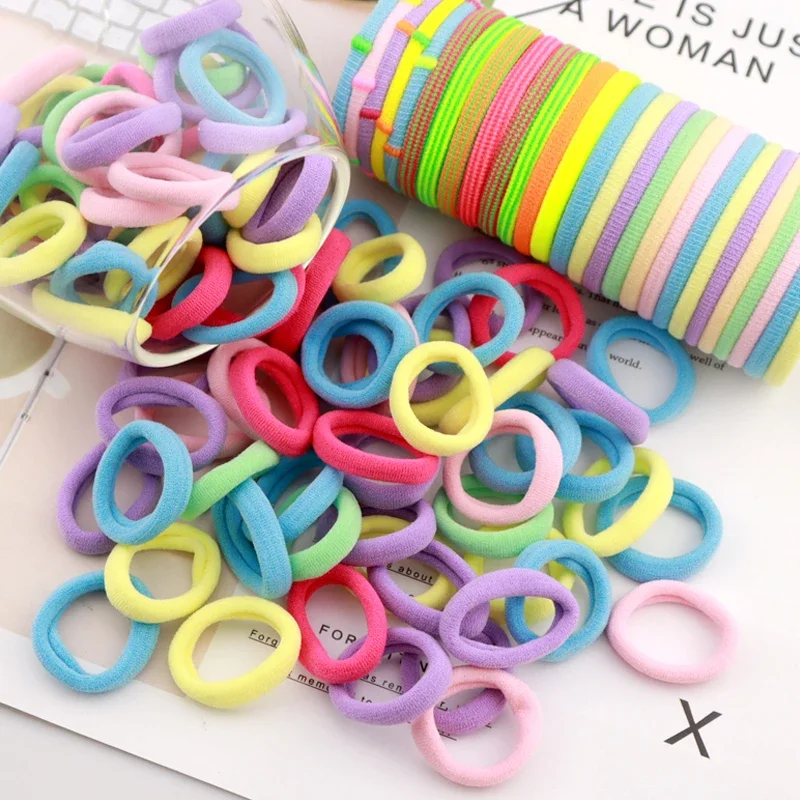 200-1000pcs Women Girls Colorful Nylon Elastic Hair Bands Ponytail Hold Small Hair Tie Rubber Bands Scrunchie Hair Accessories
