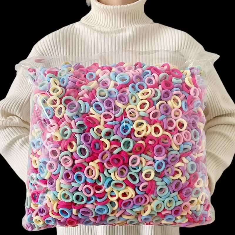 200-1000pcs Women Girls Colorful Nylon Elastic Hair Bands Ponytail Hold Small Hair Tie Rubber Bands Scrunchie Hair Accessories