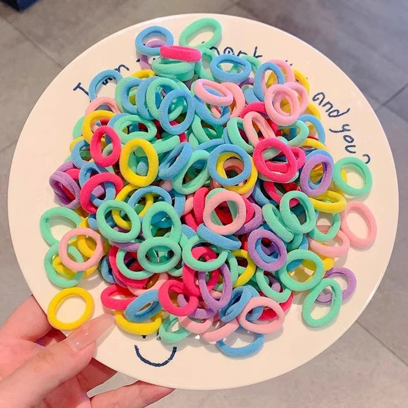 200-1000pcs Women Girls Colorful Nylon Elastic Hair Bands Ponytail Hold Small Hair Tie Rubber Bands Scrunchie Hair Accessories