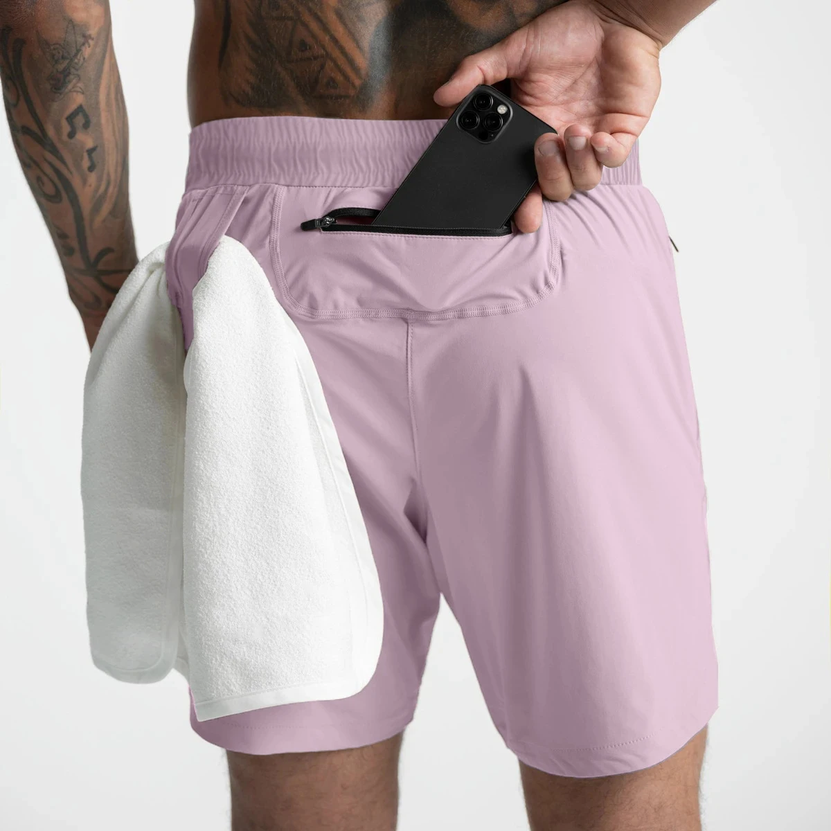 2024 Men's Running Shorts Single-Layer Woven Quick Dry Gym Solid Color Fitness Sports Casual Workout Sportswear Fifth Pants New