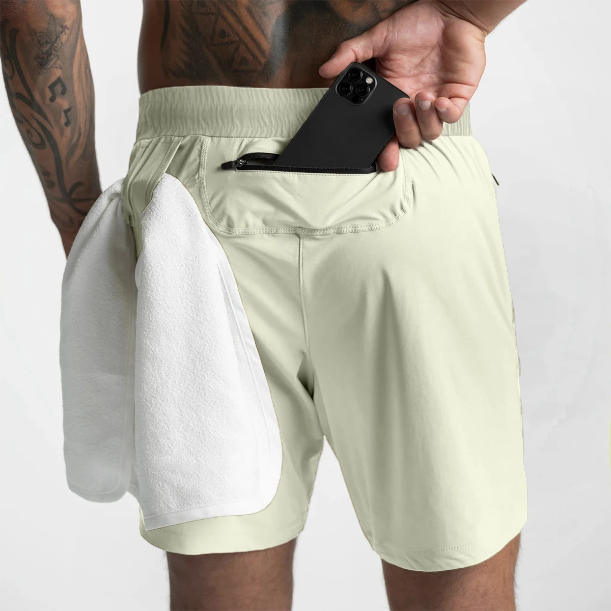 2024 Men's Running Shorts Single-Layer Woven Quick Dry Gym Solid Color Fitness Sports Casual Workout Sportswear Fifth Pants New