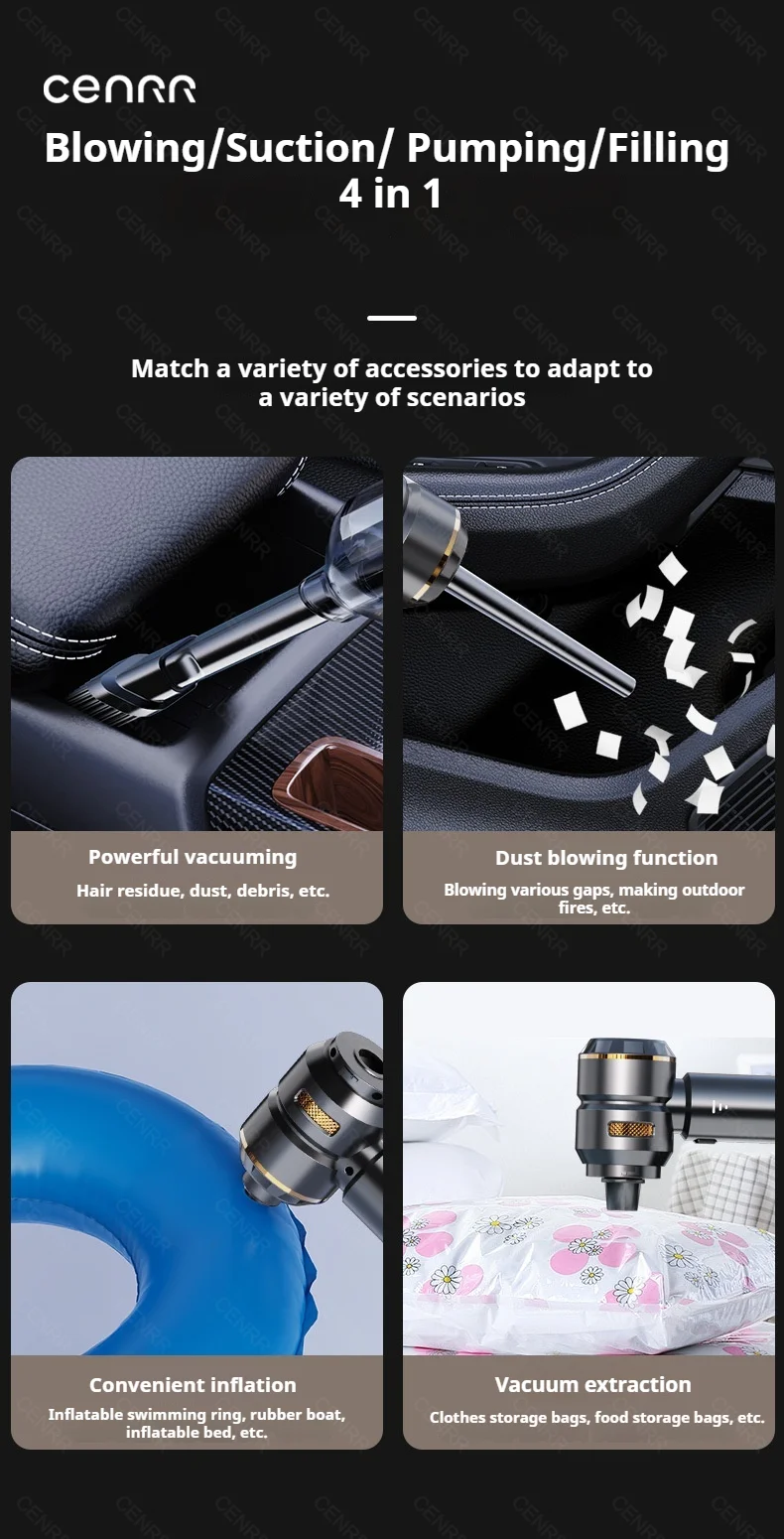 CENRR 998000PA Car Vacuum Cleaner Powerful Portable HandHeld Vacuum Cleaner For Car Wireless Cleaner Robot Car Accessories