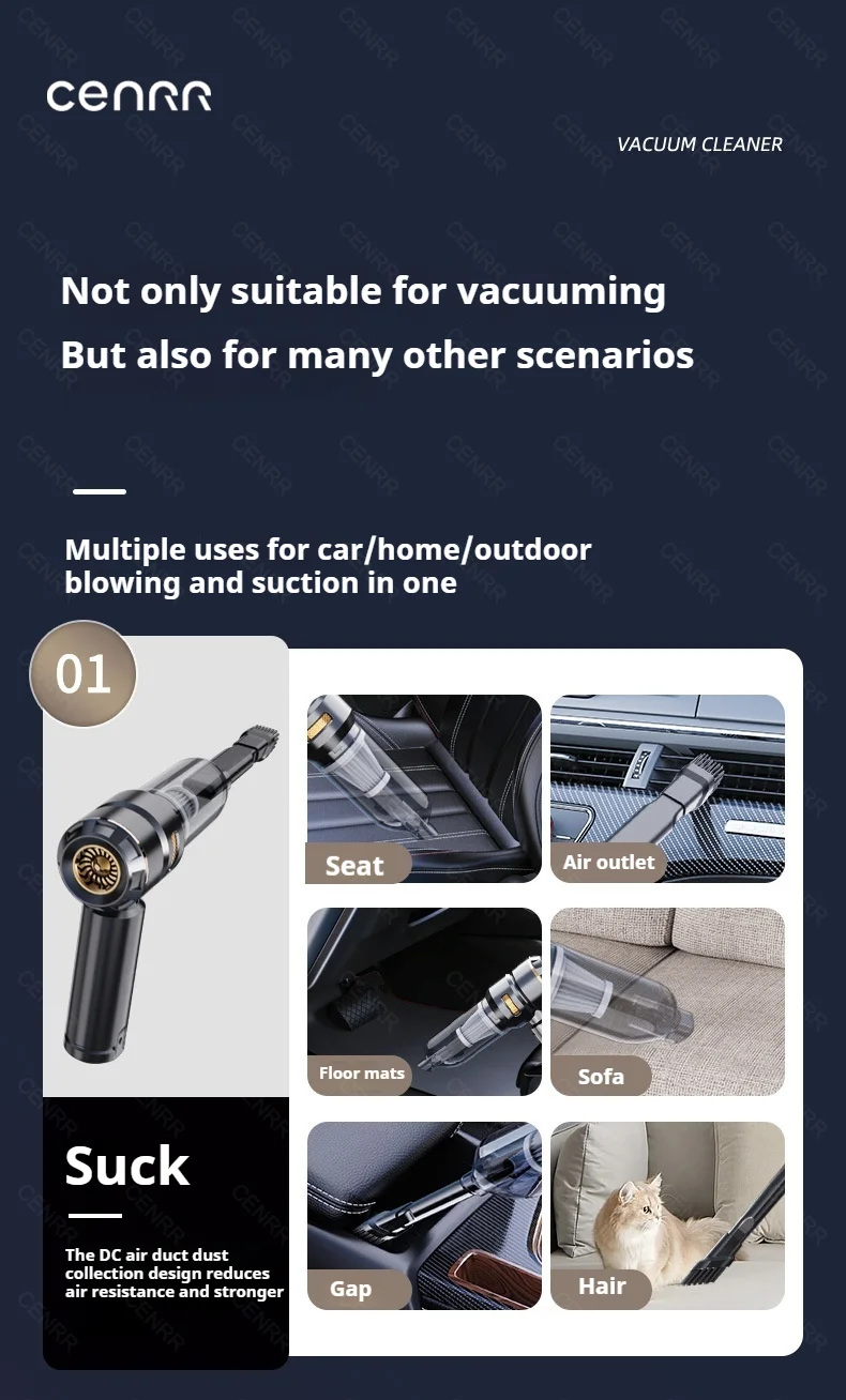 CENRR 998000PA Car Vacuum Cleaner Powerful Portable HandHeld Vacuum Cleaner For Car Wireless Cleaner Robot Car Accessories