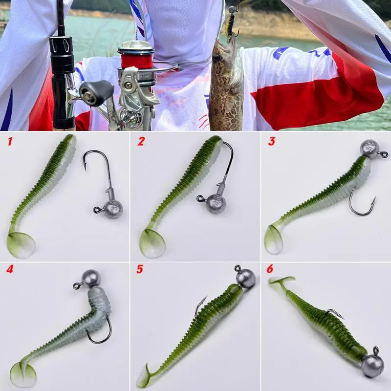New 50/30/15PC Soft Fishing Lures Kit Silicone Lure Set Artificial Bait Worm with Crank Jig Head Hook Fishing Tackle Accessories