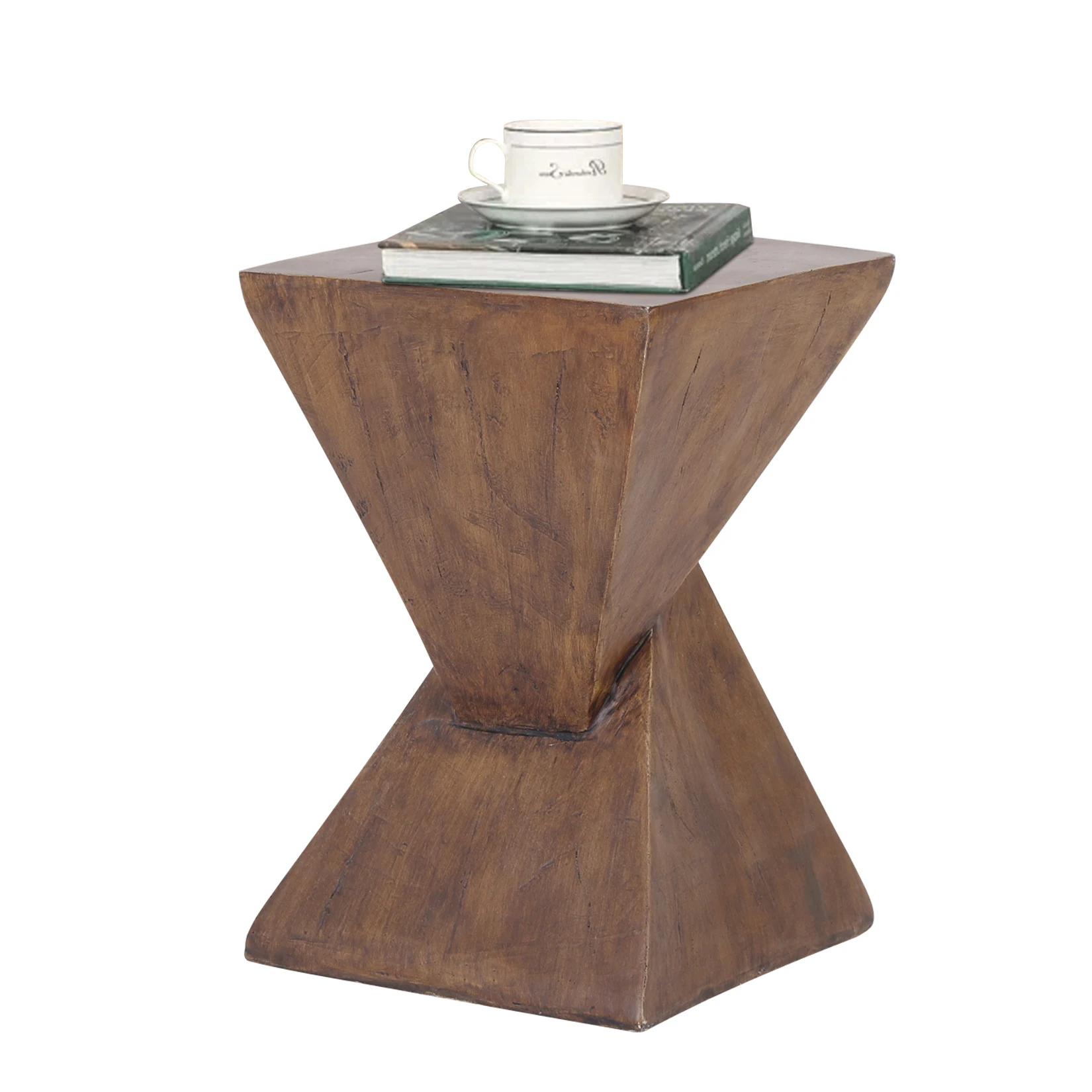 Lightweight Concrete Accent Table,Modern Geometry Side Table for Indoor and Outdoor,Small Bedside End Table Sofa Vanity Coffee