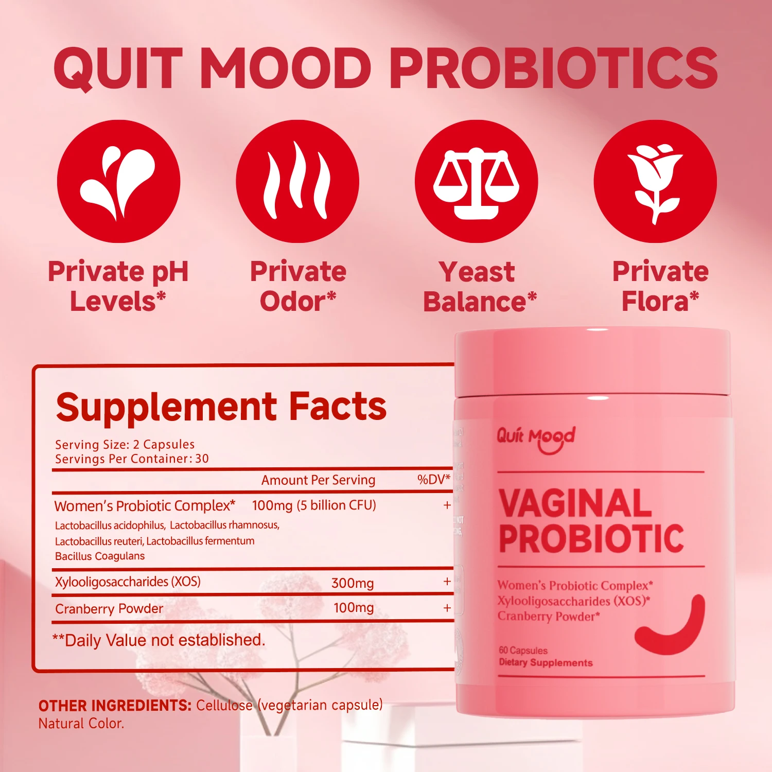 Probiotics for Women PH Balance with Prebiotics and Lactobacillus Probiotic Blend - Promote Healthy Odor and Flora