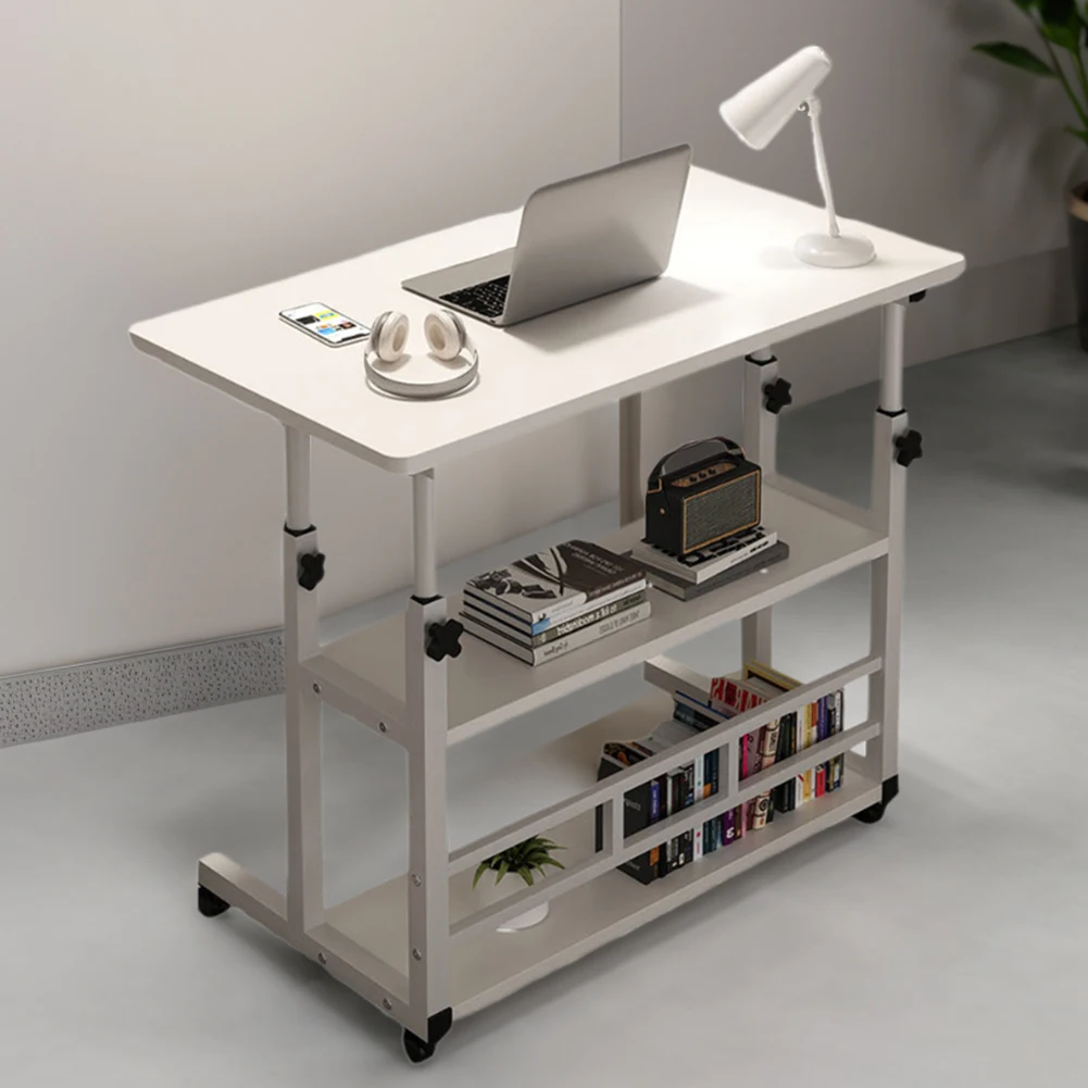 Multi-Layer Standing Desk Height Adjustable Wooden Computer Desk Workstation Work Table Bedside Table for Home Office