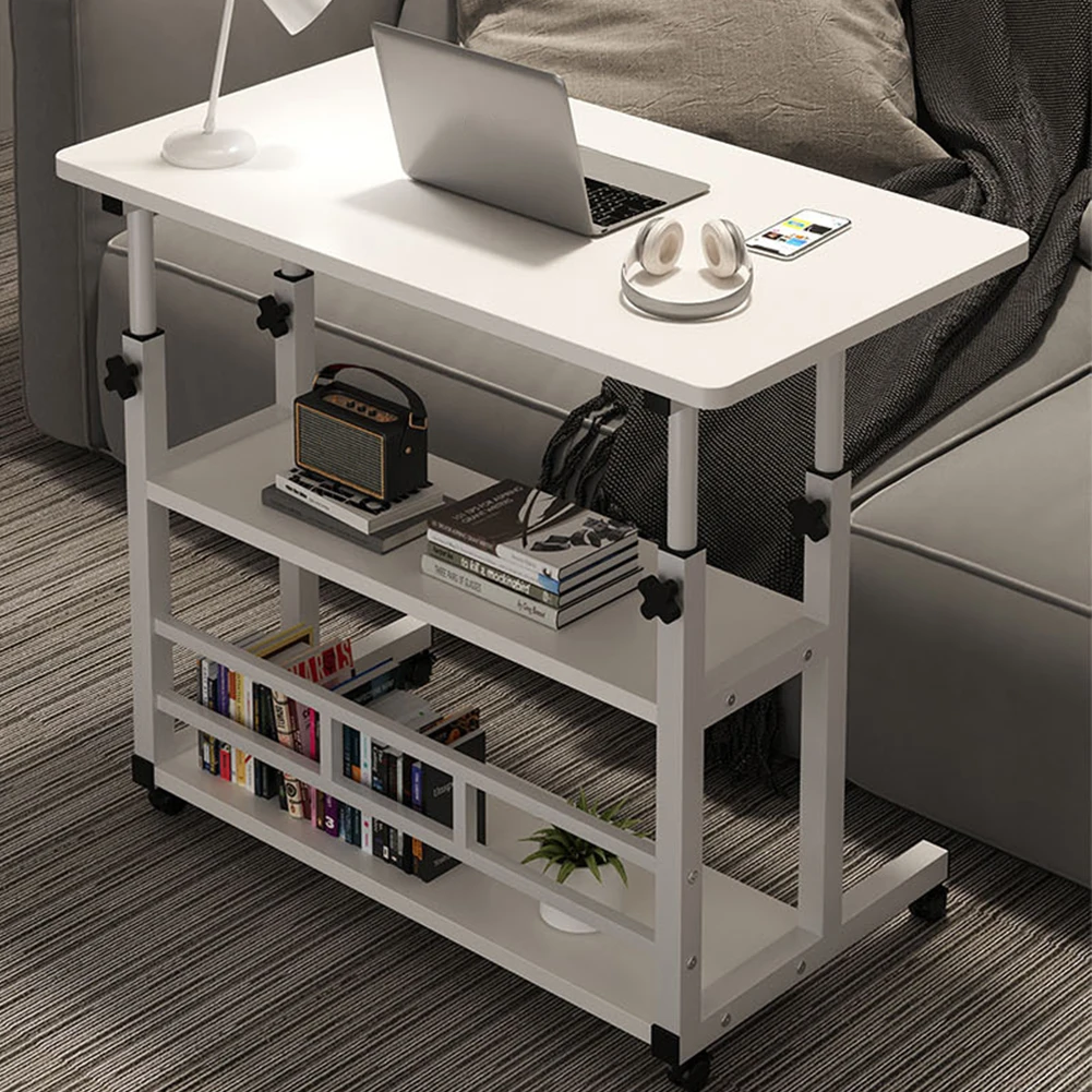 Multi-Layer Standing Desk Height Adjustable Wooden Computer Desk Workstation Work Table Bedside Table for Home Office