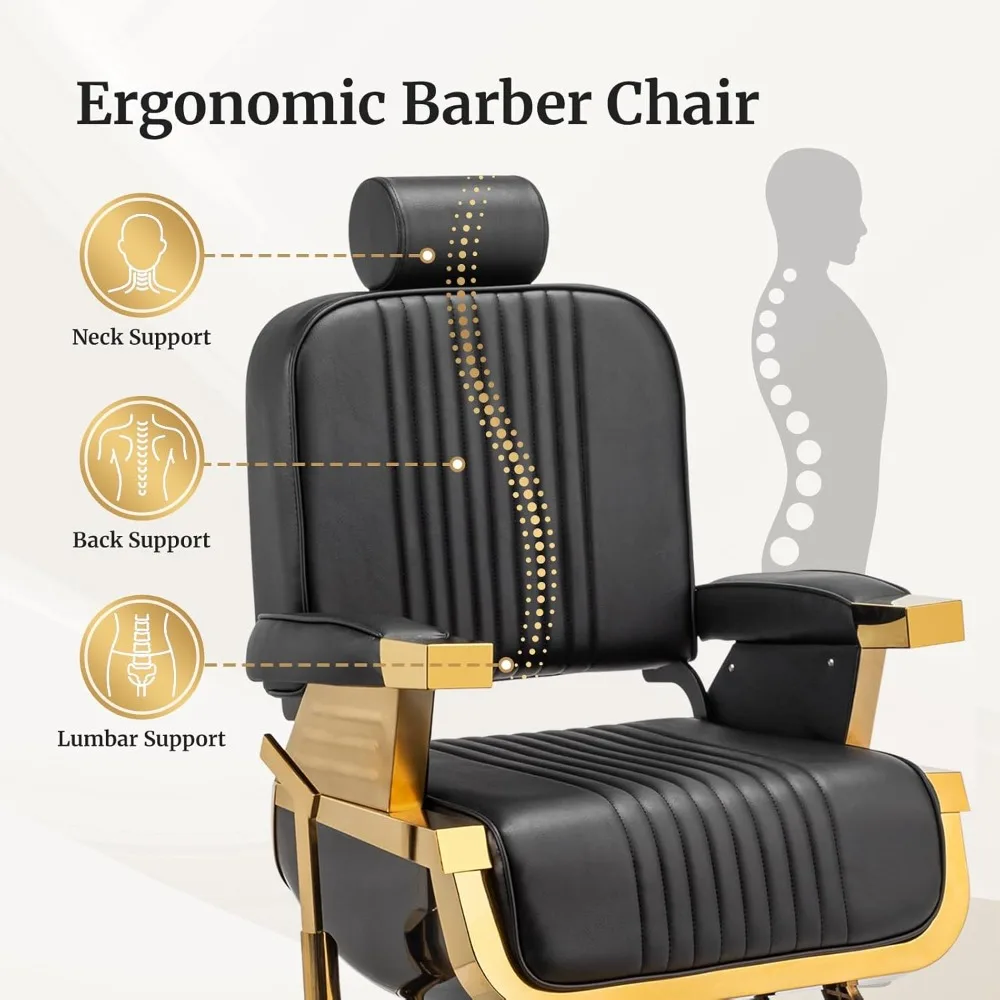 Heavy Duty Vintage Barber Chair, Hydraulic Reclining Salon Chairs for Hair Stylist with Footrest & Headrest, Customized