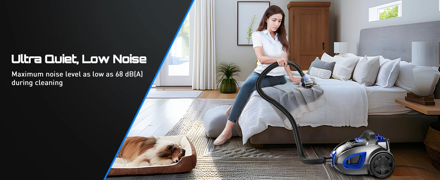 Canister Vacuum Cleaner, 40Kpa 1600W Powerful,3.7QT Large Dust Cup Vacuum for Hard Floors, Carpets, Pet Hair