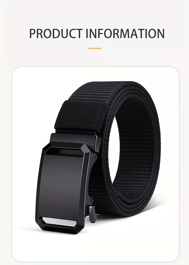 New Automatic Buckle Belt, Canvas Tactical Workwear Casual Outdoor Military Training Pants Belt For Men