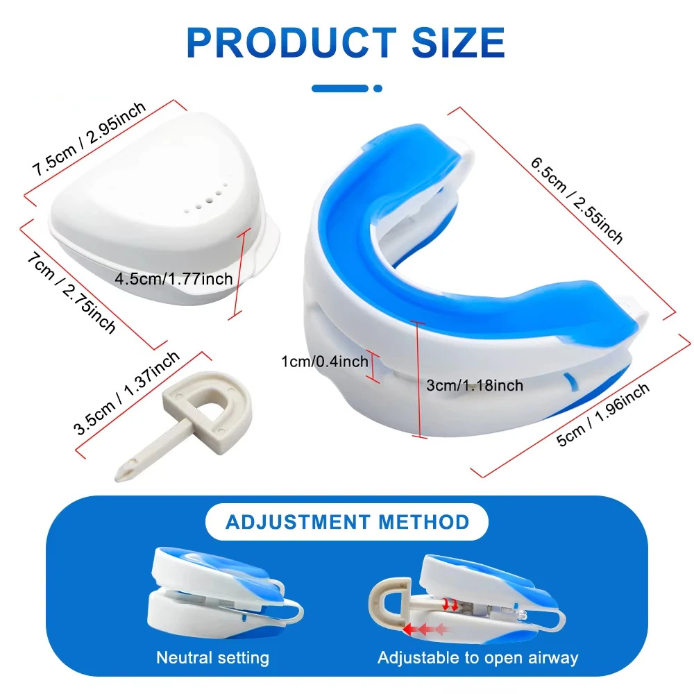 Anti-Snoring Mouthpiece Anti-Snoring Device Night Time Teeth Mouthguard Adjustable Sleeping Mouth Guard for Bruxism Stop Snoring
