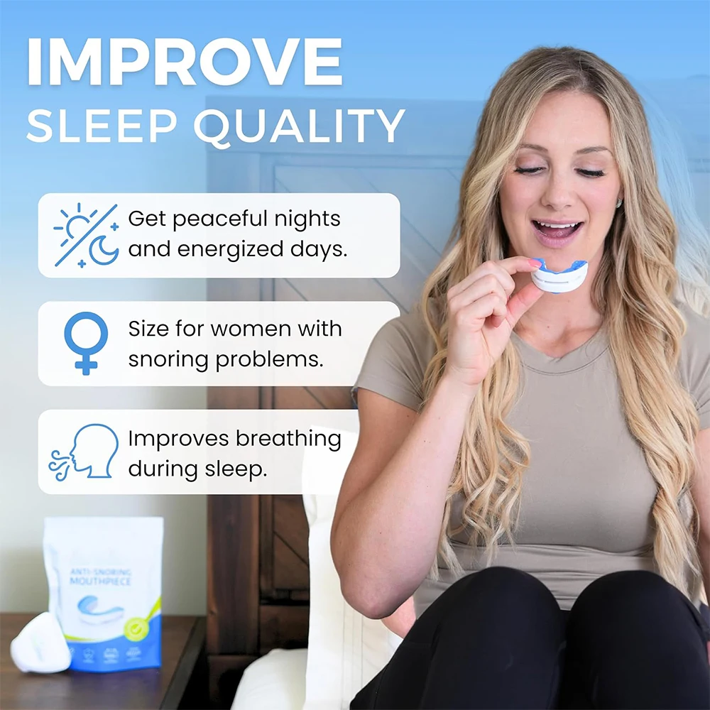 Anti-Snoring Mouthpiece Anti-Snoring Device Night Time Teeth Mouthguard Adjustable Sleeping Mouth Guard for Bruxism Stop Snoring