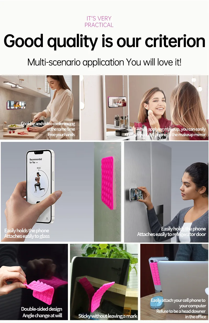 Double Sided Silicone Suction Cup Phone Case Detachable Stand Silicone Rubber Sucker Pad For Selfies And Videos Fixed Pad