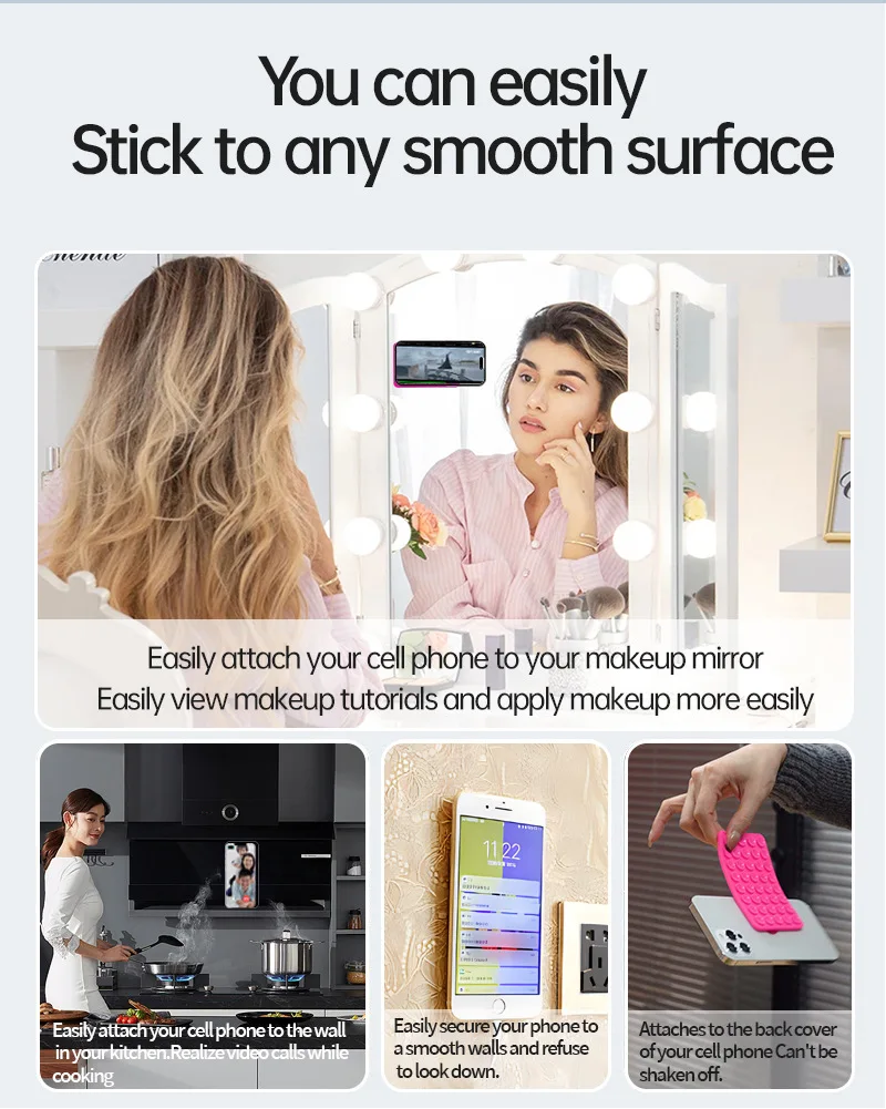 Double Sided Silicone Suction Cup Phone Case Detachable Stand Silicone Rubber Sucker Pad For Selfies And Videos Fixed Pad