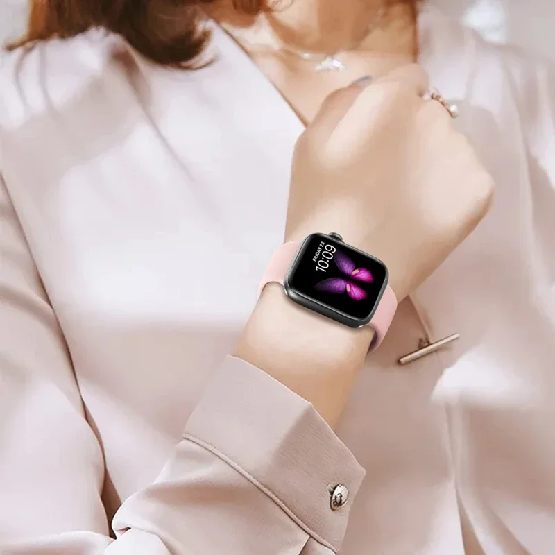 Silicone Band For Apple Watch strap 46mm 44mm 45mm 40mm 41mm 42-38mm 49mm sport bracelet iwatch series 11 10 9 8 7 6 5 SE Ultra3