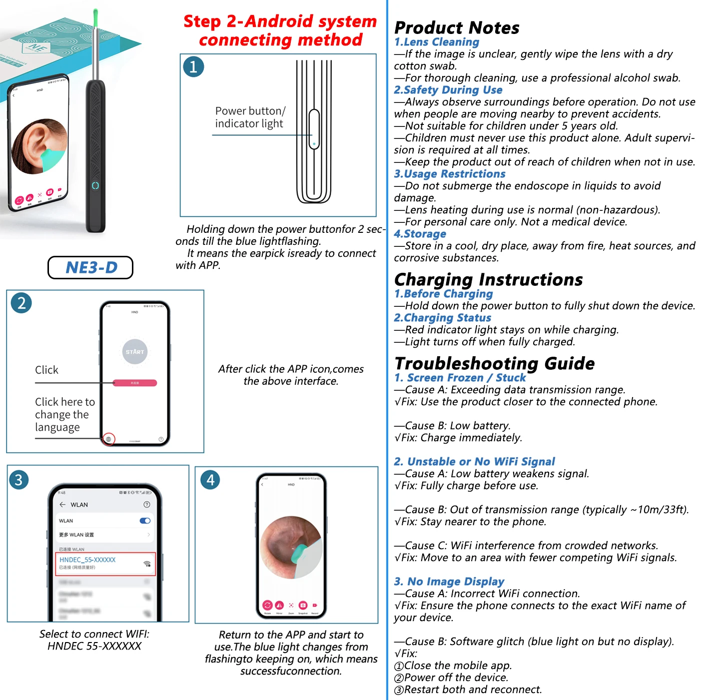 Visual Ear Wax Cleaner with Camera Safe Earwax Removal Endoscope with 5M Camera Luminous Otoscope Ear Cleaning Tools Ear Care