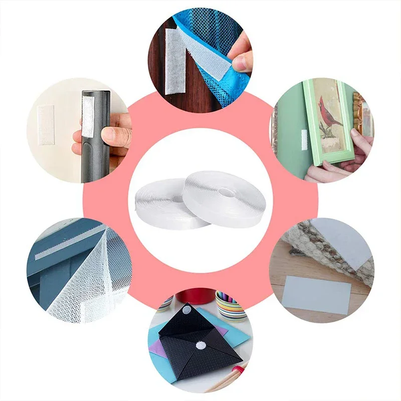 1-10M Self Adhesive Hook and Loop Tape Fastener House Diy Magic Tap Auto Double Sided Roll Strong Glue Home Strap Strips Double