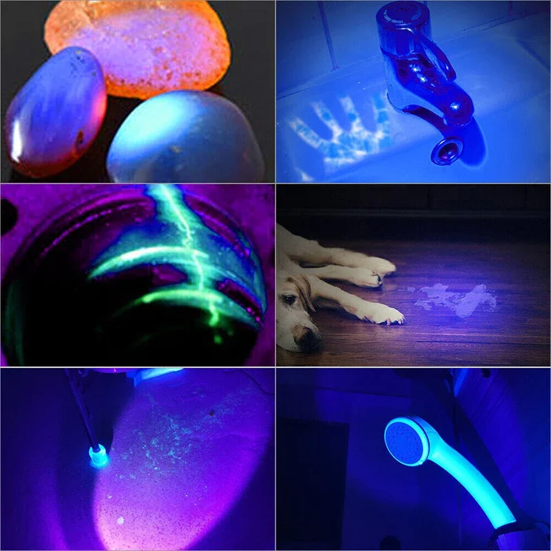 395nm UV Flashlight Blacklight USB Rechargeable Zoomable UV Light Ultraviolet Flashlight for Pet Urine Detector Resin Curing