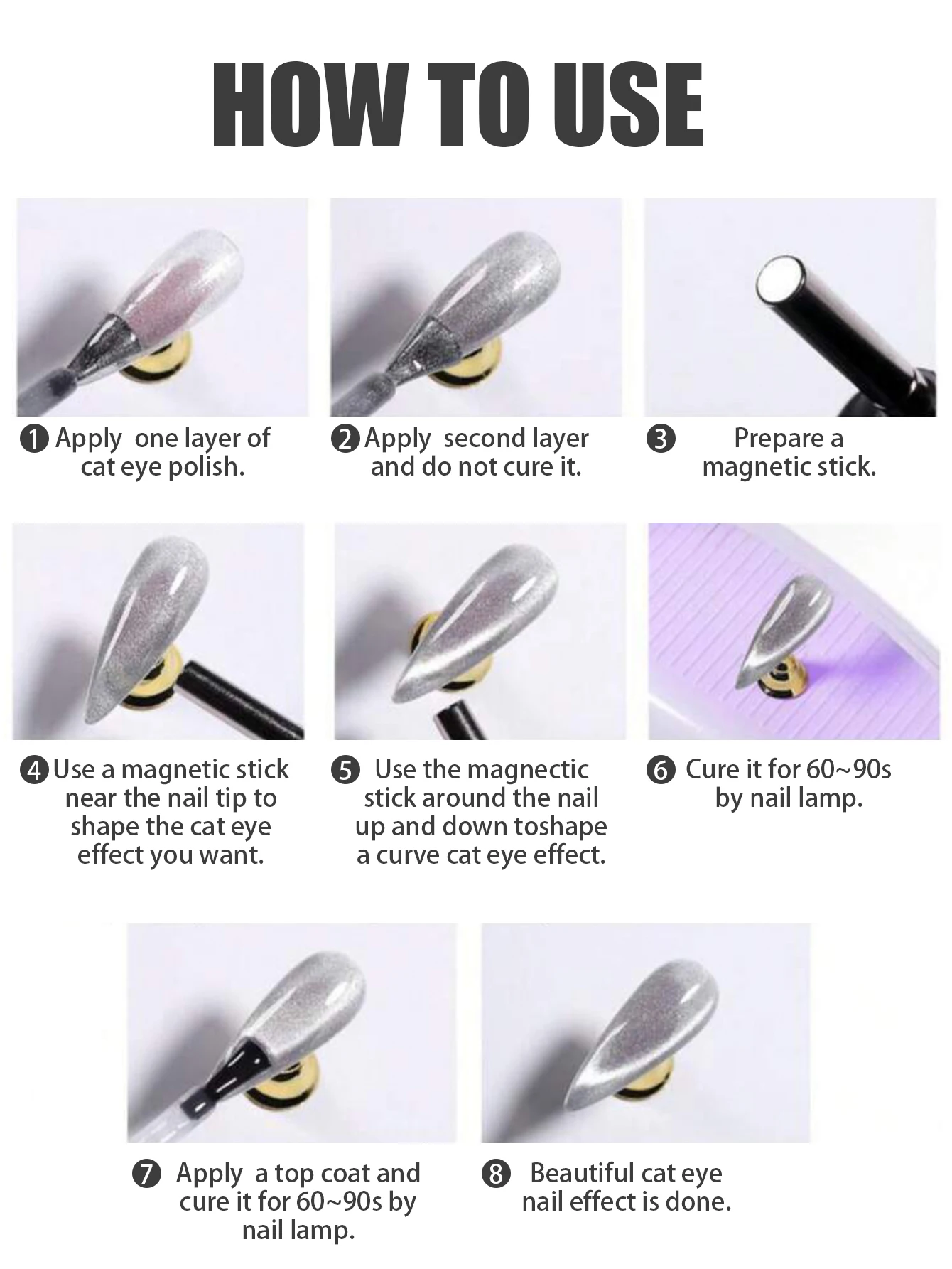 1-9pcs TC Flow Light White Cat Eye Gel Nail Polish Ultra Shine Soak Off UV Gel Mirror Glass Cat Magnet Gel Varnish Nail Supplies