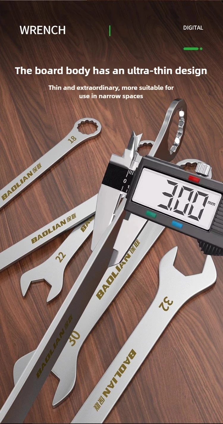 3mm Ultra-thin Wrench Large Open-end Wrench Plum Dual-purpose Wrench Wholesale 4-27MM Cross-border Thin Section Dual-purpose