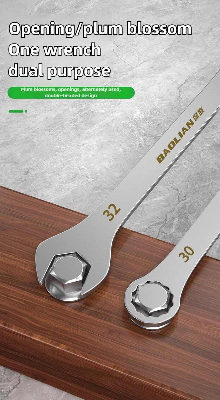 3mm Ultra-thin Wrench Large Open-end Wrench Plum Dual-purpose Wrench Wholesale 4-27MM Cross-border Thin Section Dual-purpose