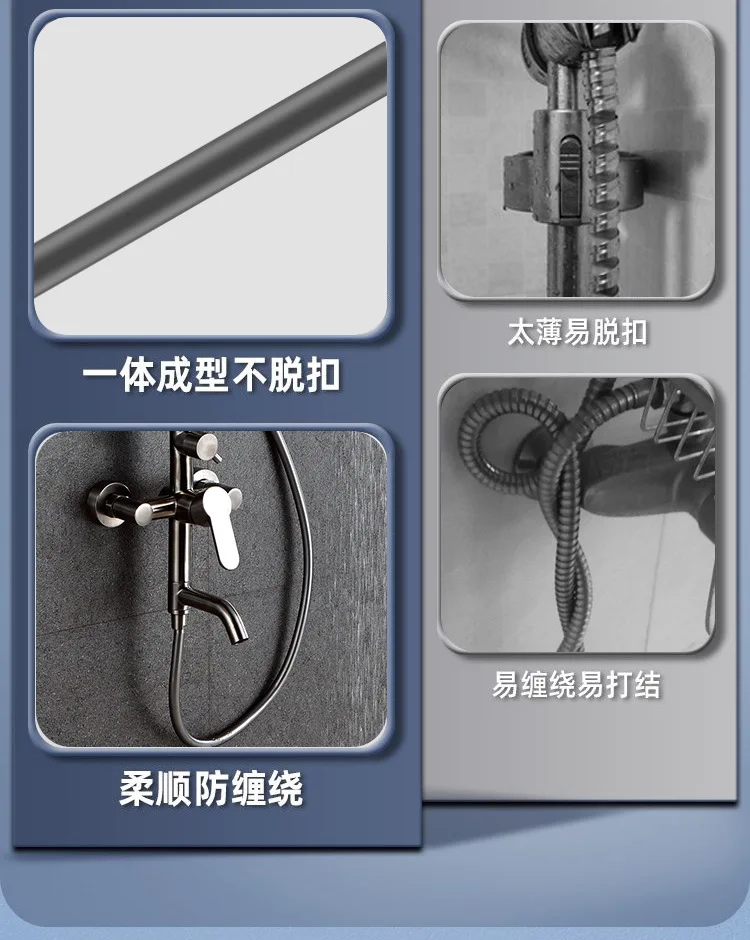 New 1.5/2/3M Silicone Shower Head Hose Flexible Anti-Winding Pipe High Pressure Powerful Shower Tube Bathroom Faucte Accessories