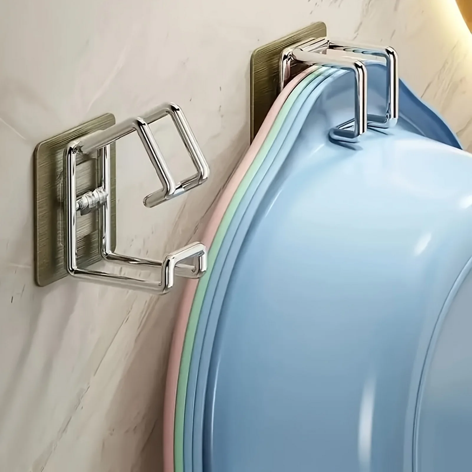 1/2/4/6Pcs Stainless Steel Washbasin Hook Multifunction Punch-free Kitchen Bathroom Rack Basin Storage Rack Towel Hanging Holder