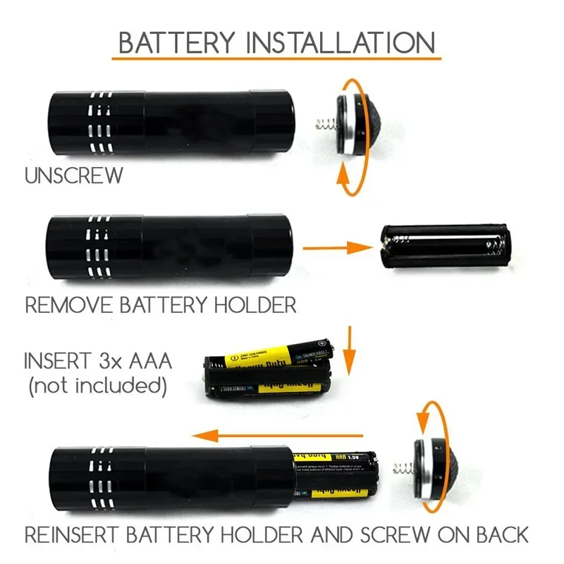 9/12 LED Protable UV Flashlight Black Light 395 NM Ultraviolet Torch Blacklight Detector for Dog Urine Pet Stain and Bed Bug