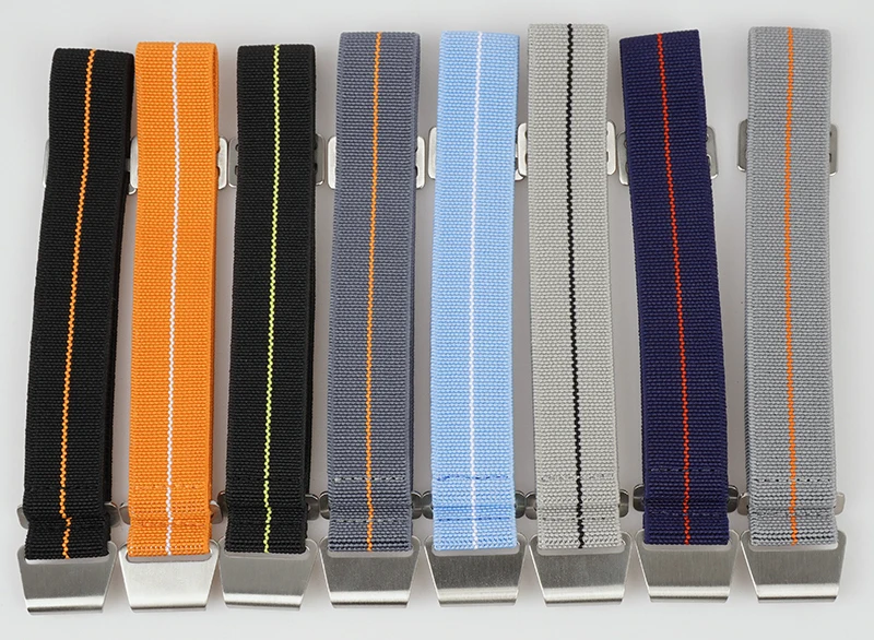 60s French Troops Parachute Bag Elastic Watch Strap 18 20mm 22mm Nylon Watchbands Man's Universal Ballistic Fabric Wristband