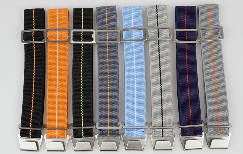 60s French Troops Parachute Bag Elastic Watch Strap 18 20mm 22mm Nylon Watchbands Man's Universal Ballistic Fabric Wristband