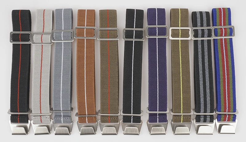 60s French Troops Parachute Bag Elastic Watch Strap 18 20mm 22mm Nylon Watchbands Man's Universal Ballistic Fabric Wristband