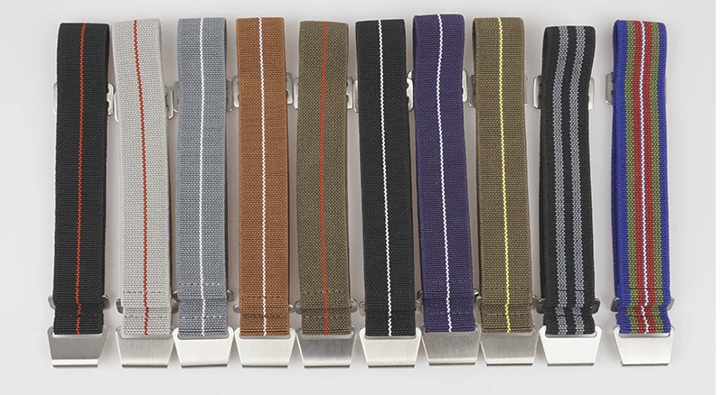 60s French Troops Parachute Bag Elastic Watch Strap 18 20mm 22mm Nylon Watchbands Man's Universal Ballistic Fabric Wristband