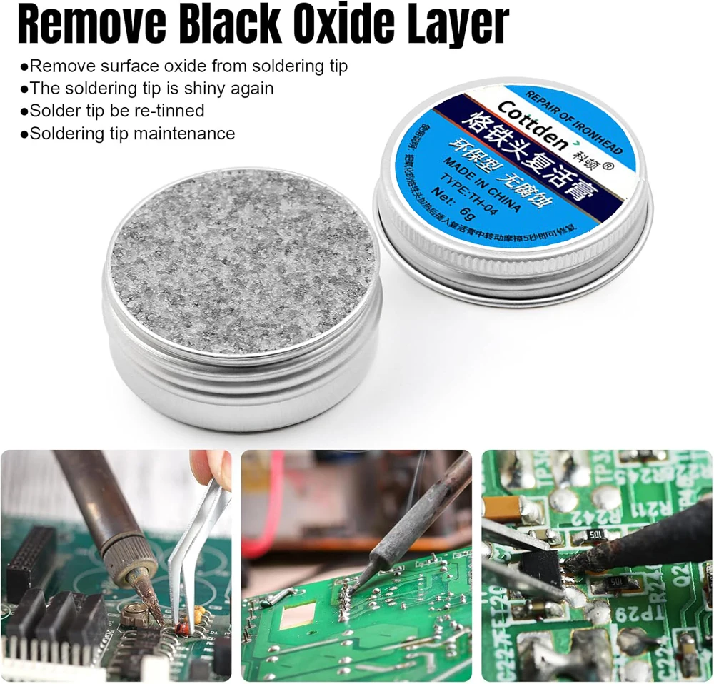 Soldering Tip Tinner Cleaner, Lead Free Oxidation Cleaning Paste, Refresher Tip Tinner Flux, Soldering Tip Cleaning