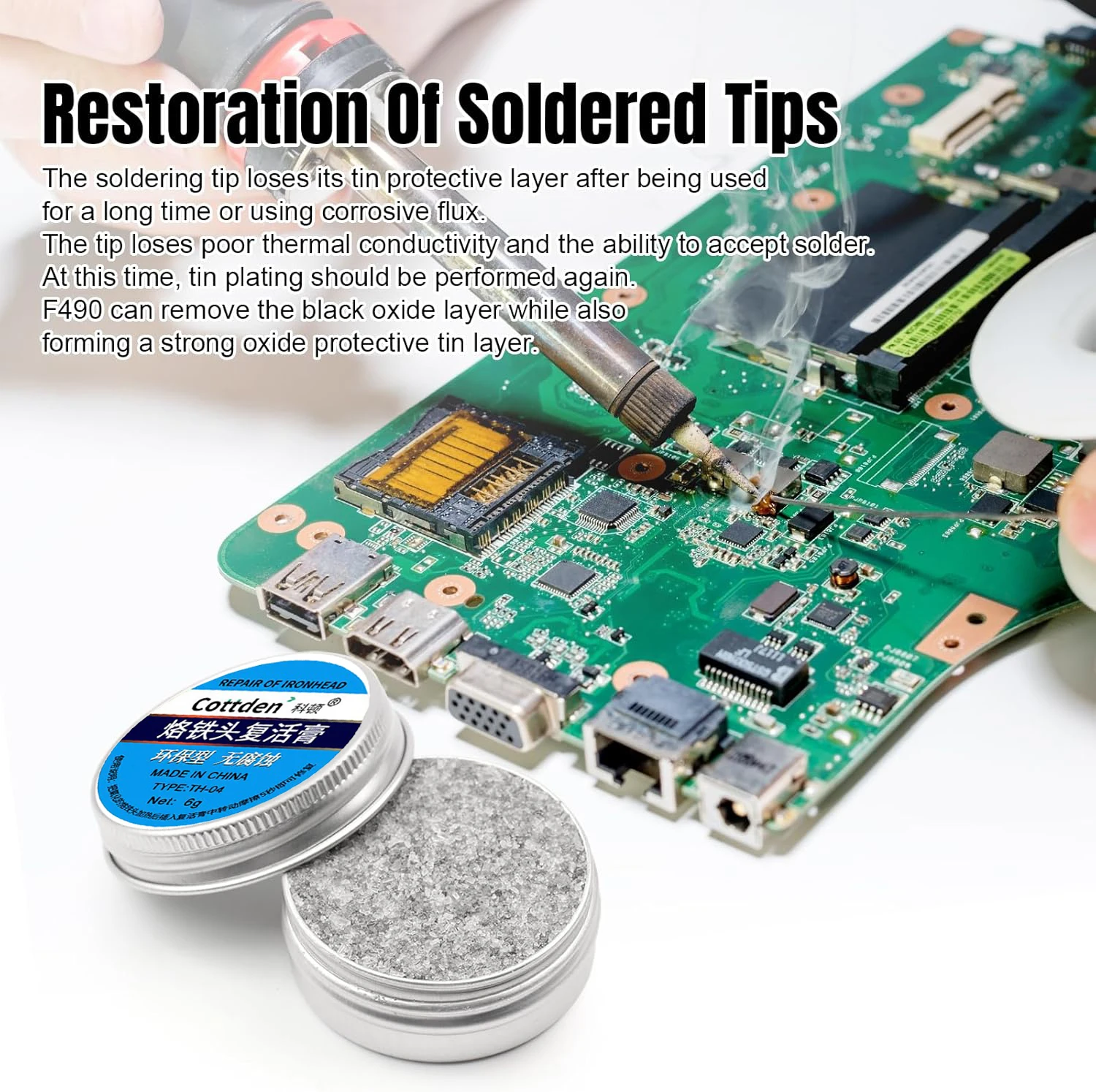 Soldering Tip Tinner Cleaner, Lead Free Oxidation Cleaning Paste, Refresher Tip Tinner Flux, Soldering Tip Cleaning