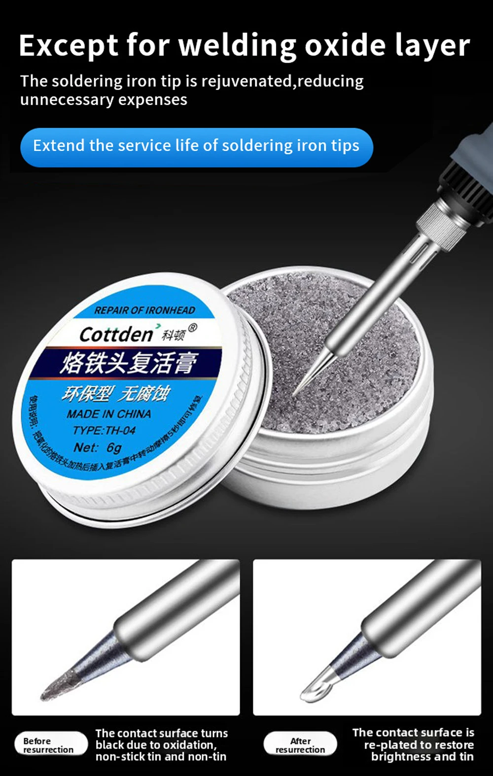 Soldering Tip Tinner Cleaner, Lead Free Oxidation Cleaning Paste, Refresher Tip Tinner Flux, Soldering Tip Cleaning