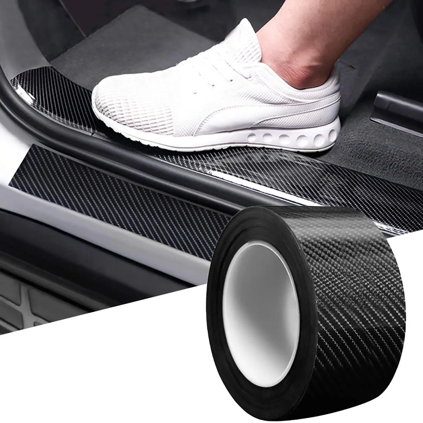 1-10m Nano Carbon Fiber Car 3D Tape Sticker Wrap Door Mirror Paste Protector Strip DIY Protection Film Waterproof Adhesive Vinyl