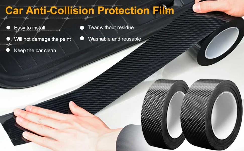 1-10m Nano Carbon Fiber Car 3D Tape Sticker Wrap Door Mirror Paste Protector Strip DIY Protection Film Waterproof Adhesive Vinyl