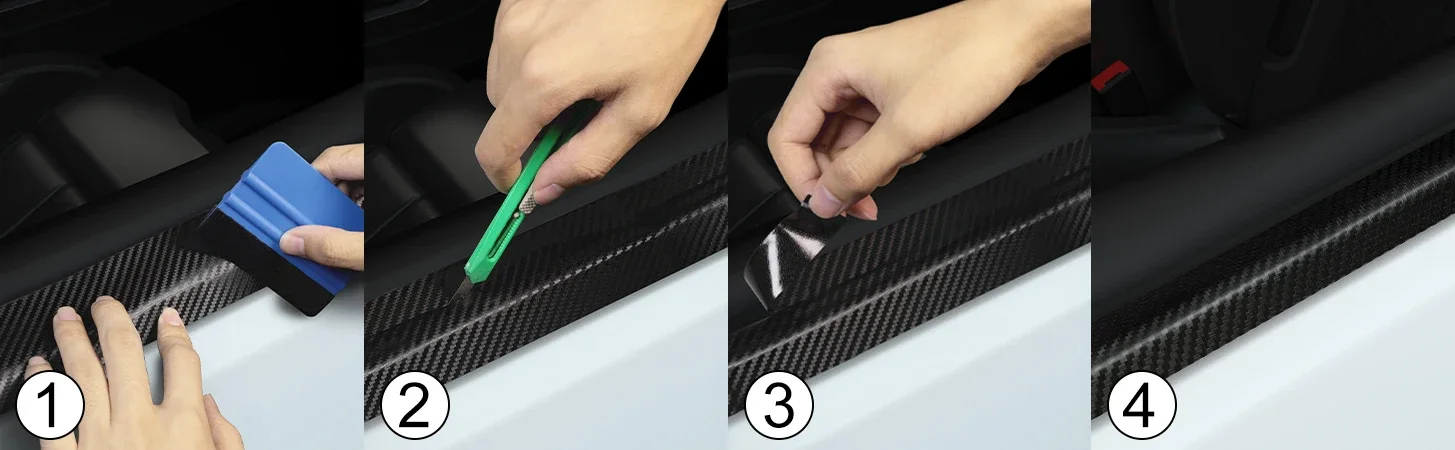 1-10m Nano Carbon Fiber Car 3D Tape Sticker Wrap Door Mirror Paste Protector Strip DIY Protection Film Waterproof Adhesive Vinyl