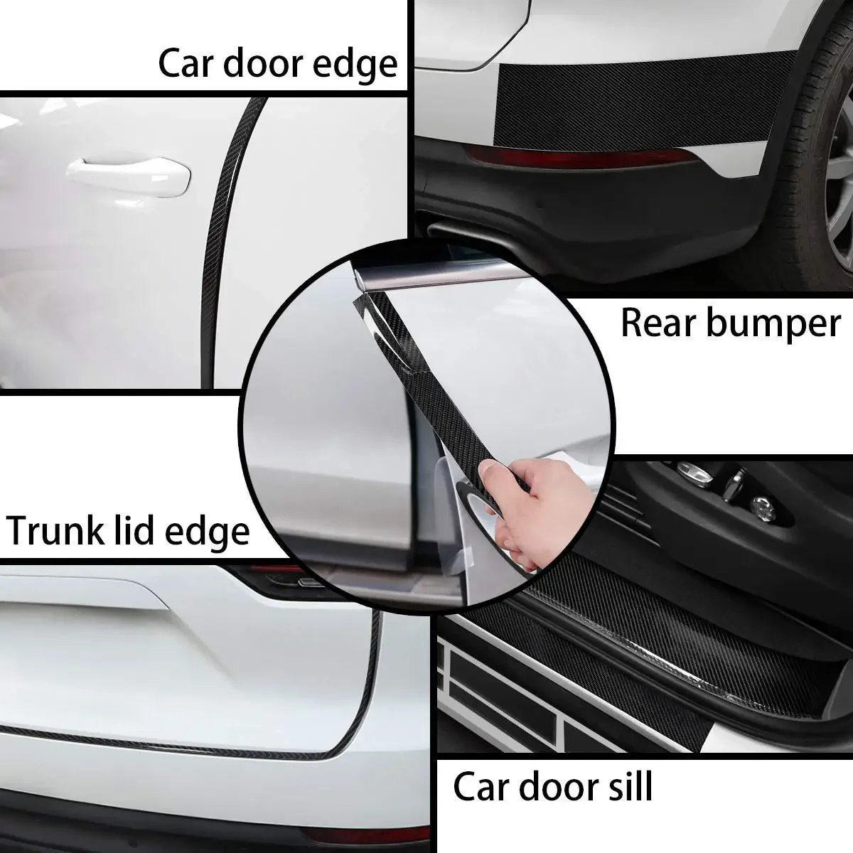 1-10m Nano Carbon Fiber Car 3D Tape Sticker Wrap Door Mirror Paste Protector Strip DIY Protection Film Waterproof Adhesive Vinyl
