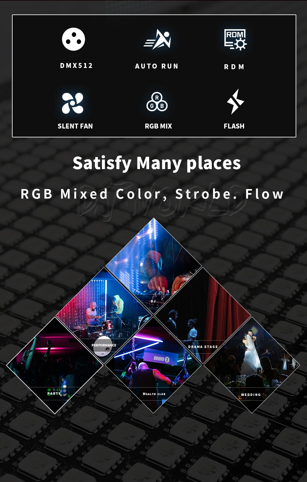 6PCS SHEHDS LED 200W RGB Marquee Strobe Light Blinder Effects For DJ Wedding Nightclub Party