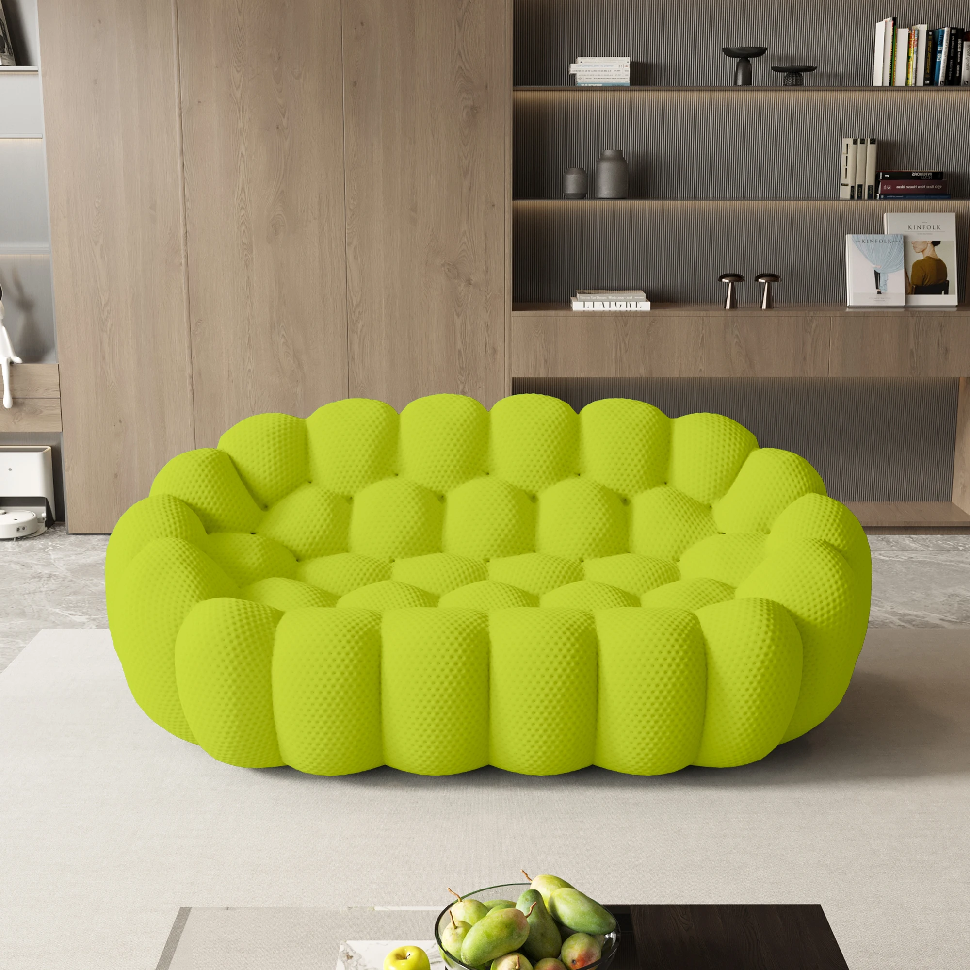 Sdorens 78'' Modern Curved Boneless Sofa Comfy 3D Knitted Fabric Loveseat Couch Football-Shaped Lazy Floor Sofas for Living Room