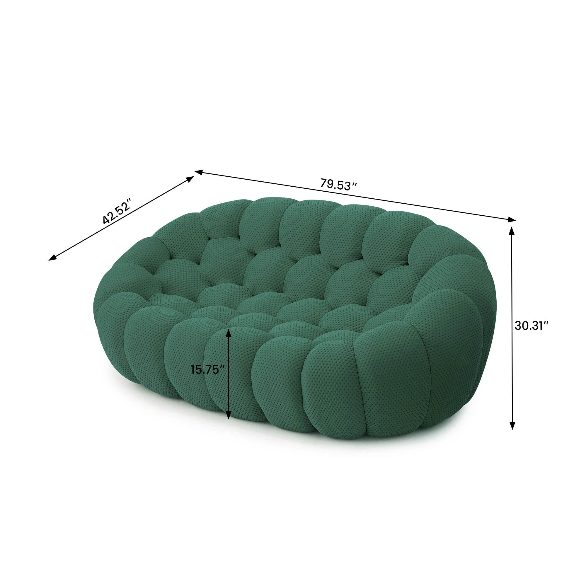 Sdorens 78'' Modern Curved Boneless Sofa Comfy 3D Knitted Fabric Loveseat Couch Football-Shaped Lazy Floor Sofas for Living Room