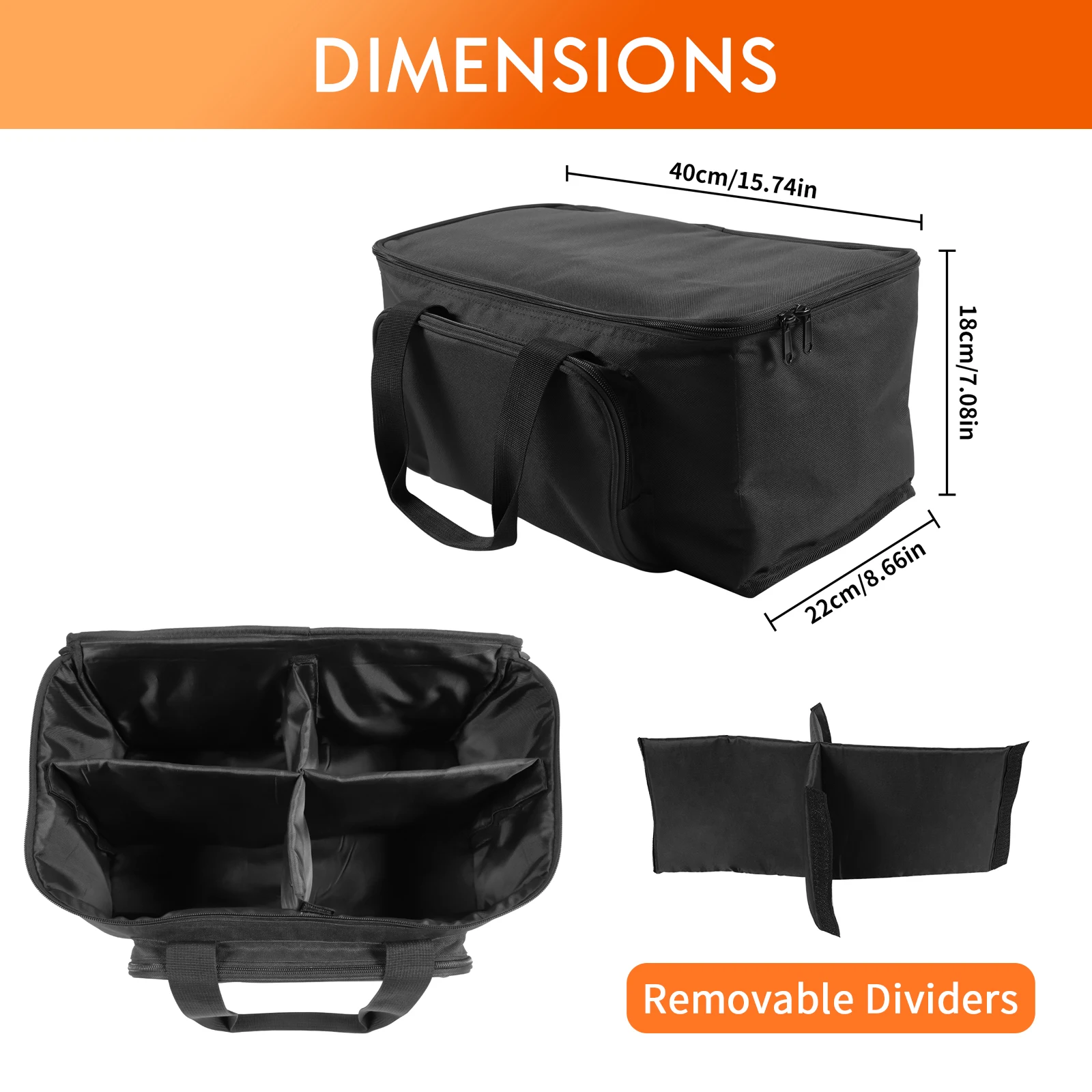 Datewink Par Light Bag 600D Waterproof PVC+210D Lining Storage Bag For 4Pcs 18*18*10CM Par Light Stage Lights Bag With Partition