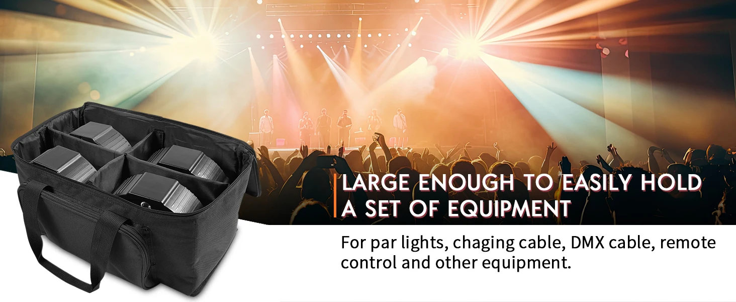 Datewink Par Light Bag 600D Waterproof PVC+210D Lining Storage Bag For 4Pcs 18*18*10CM Par Light Stage Lights Bag With Partition